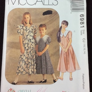 McCall&#39;s Children&#39;s And Girl&#39;s Dress Pattern 6981 Size 10, 12, 14 Special Moments