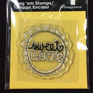 Sweet Love Scalloped Circle Clear Unmounted Rubber Stamps de Snag Em Stamps, Día de San Valentín, Nacimiento, Ducha, Bebé, Boda, Aniversario