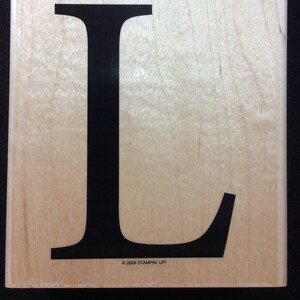 Letra L Monograma Sello de goma montado en madera de Stampin Up