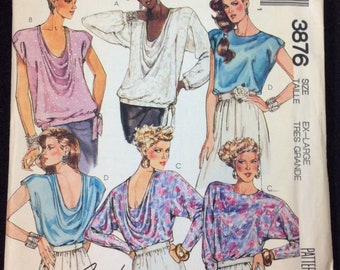 McCall's Misses' Top Pattern 3876 Size Extra Large 22, 24 Fashion Basics
