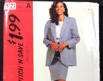 Patrón Easy Stitch 'N Save de McCall's para chaqueta, blusa y falda sin forro para mujer, número 6360, tallas 8, 10, 12 y 14.
