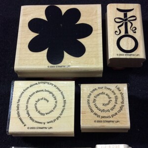 Estampado de dos pasos Solo mi tipo de juego de sellos montados en madera de Stampin Up, Flor, Sonajero, Adorno, Cumpleaños, Hoja, Remolino, Navidad