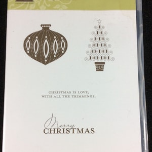 Contempo Christmas Cling Mount Rubber Stamp Set From Stampin Up, Tree, Ornament, Merry Christmas, Christmas Is Love With All The Trimmings