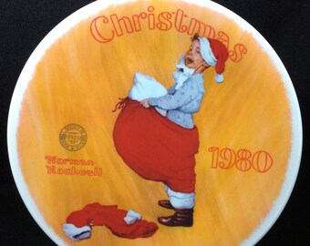 Christmas 1980 Scotty Plays Santa Collector Plate Series, Holiday, Santa Claus, Kris Kringle, Annual Series, Norman Rockwell,
