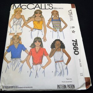 McCall&#39;s Girls&#39; Top - For Stretch Knits Only Pattern 7560 Size 12