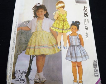 McCalls Children's Lined Jacket And Sundress Pattern 4206 Size 4, 5, 6