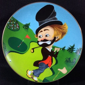 Freddie On The Green Red Skeleton Collector Plate, Perfection In Porcelain, Freddie The Freeloader, Golf, Sports
