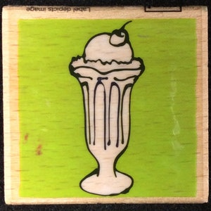 Ice Cream Sundae Wood Mounted Rubber Stamp By Vap Scrap, Celebrate, Birthday, Party, Summer, Spring, Vacation, Holiday, Picnic, BBQ