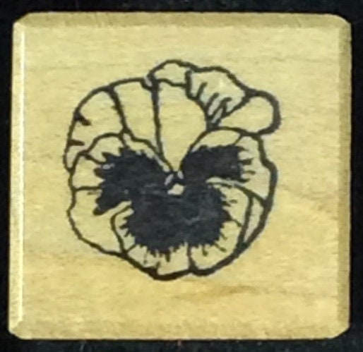 PSX A-975 Pansy Face Bloom Flower Wood Mounted Rubber Stamp