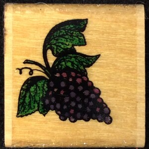Grapes Wood Mounted Rubber Stamp, Fruit