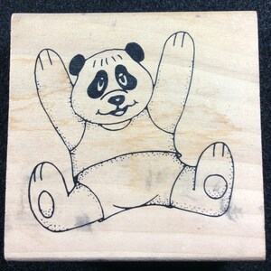 Sello de caucho montado en madera Panda Bear