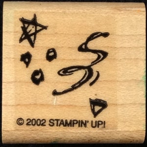 Party Streamer, Confetti And Stars Wood Mounted Rubber Stamp From The Stampin Up Set Sketch A Party, Celebration, Birthday, New Year&#39;s