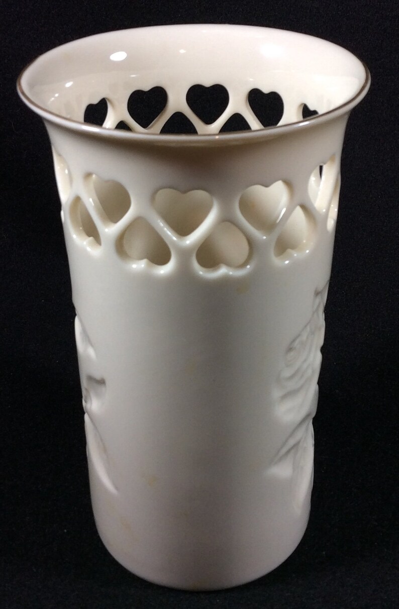 Lenox Heart Collection Vaseheartpierced Porcelain Cream Etsy
