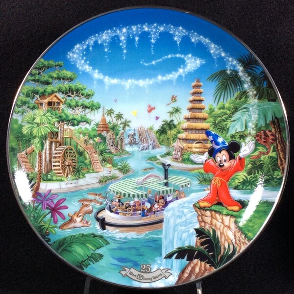 Adventureland, Third In The Walt Disney World 25th Anniversary Plate Collection, Bradford Exchange, Mickey Mouse, Jungle Cruise, Pirates
