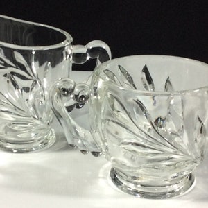Willow Sugar And Creamer Set From Indiana Glass, Replacement, 1950&#39;s, Clear