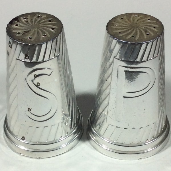 Silver Toned Plastic Salt And Pepper Shakers DAMAGED