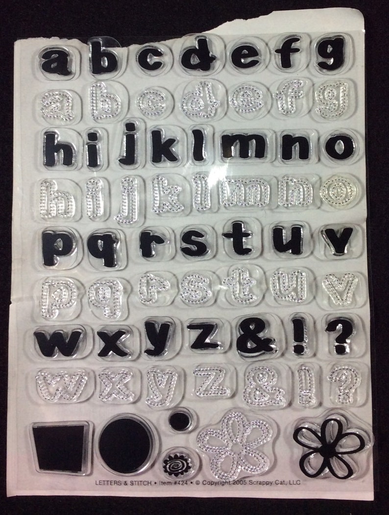 Alphabet SCR424 Letters And Stitch Unmounted Clear Lower Case Alphabet Stamp Set from Scrappy Cat Products Letters Flower ABC/'s