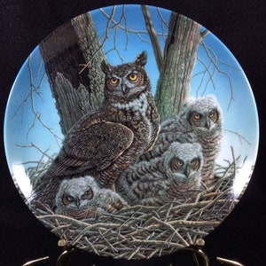 The Great Horned Owl Collector Plate From Jim Beaudoin, Second Issue In The Society For The Presevation Of Birds Of Pray Collector Series