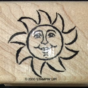 Sun Face Wood Mounted Rubber Stamp From Stampin Up, Framed Fun, Sunshine, Summer, Celestial