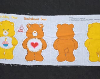 Birthday Bear And Tenderheart Bear Fabric Panel, Stuffed Pillows, 1983 American Greetings, DYI, Sewing, Cut N Sew, 6713, Springs Industries