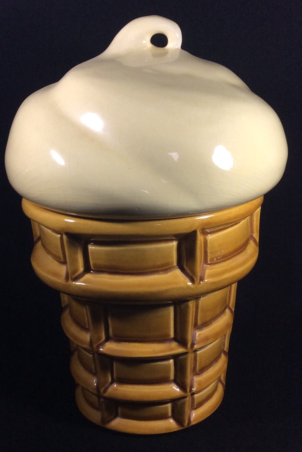 Vintage Vanilla Ice Cream Cone Cookie Biscuit Jar USA Etsy
