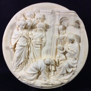 Adoration Of The Magi First Issue Of The Ghiberti Doors Collection, Ivory Alabaster, Italian, 3-D, Plate, Studio Dante Di Volteradici
