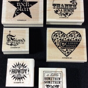 A Little Somethin' Wood Mounted Rubber Stamp Set From Stampin Up, Star, Heart, Thanks A Bunch, Howdy, Cowboy, Country, Friend, Heart, Love