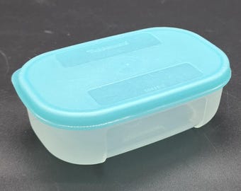 Vintage Tupperware Freezer Mate, 20868, 4 3/4 Ounce, Turquoise Lid, Storage, Rectangle,