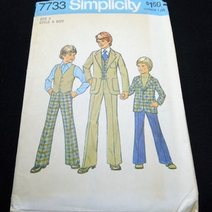 Simplicity Child&#39;s And Boys&#39; Jacket, Vest And Pants Pattern 7733 Size 6