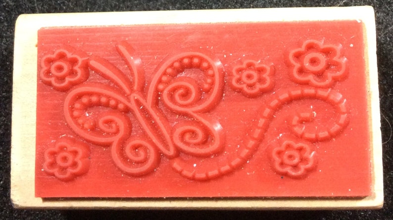 Flower Spring Summer Mother/'s Day Floral Butterfly With Flowers Wood Mounted Rubber Stamp Flowers