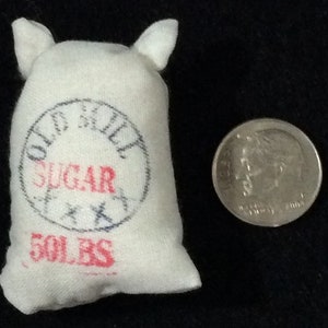 Tiny Miniature 50 Lb Bag Of Sugar, Doll House, Shadow Box, Diorama, Altered Art, Mixed Media,