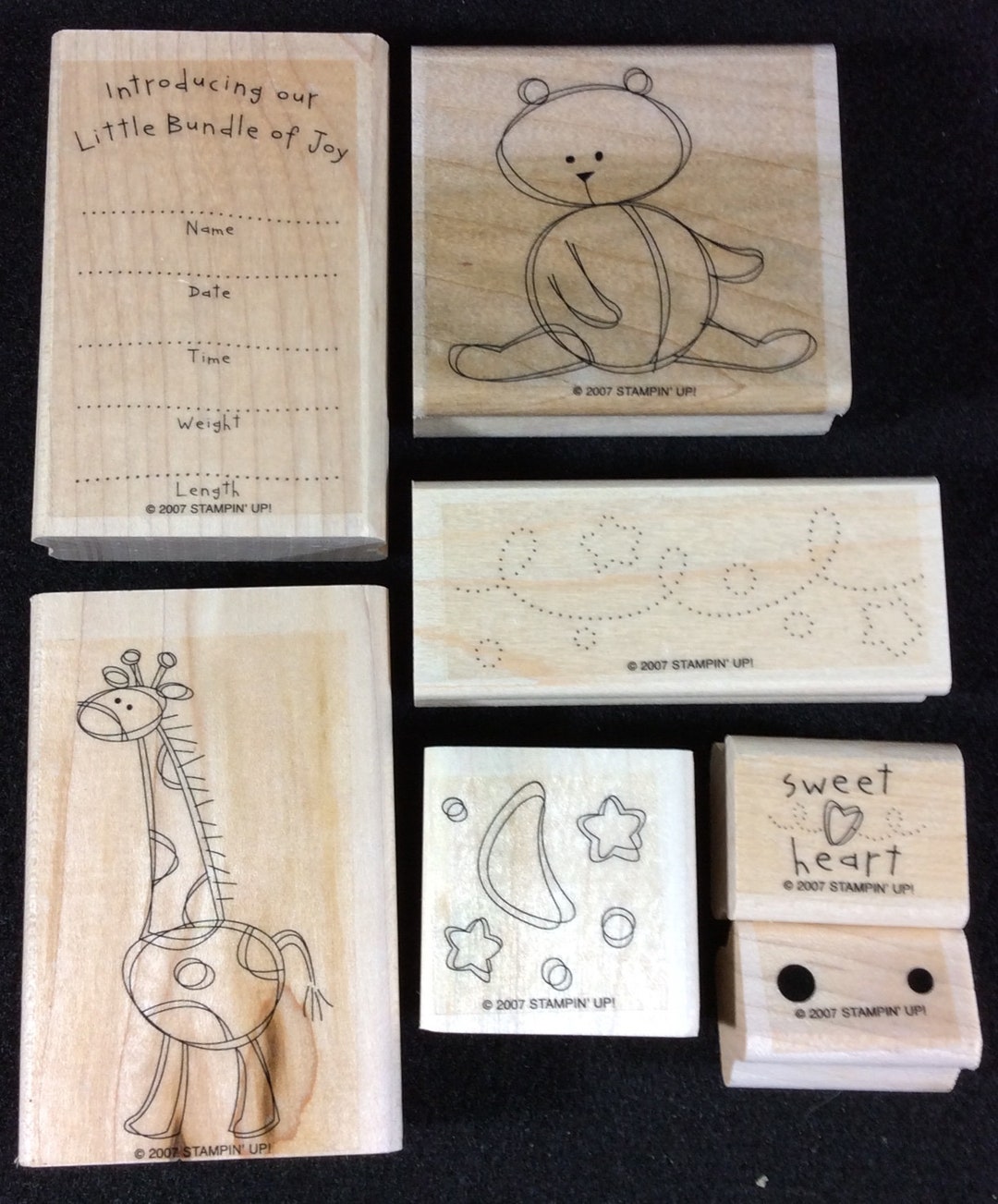 Bundle of Joy Wood Mounted Rubber Stamp Set From Stampin Up, Giraffe ...