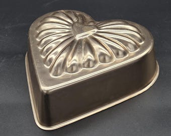 Pale Copper Colored Aluminum Heart Mold, Jello, Ice, Chocolate, Pate, Candles, Hang Tab