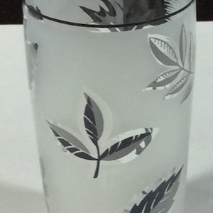 Libby Silver Leaf, Juice Glass, 4 Ounce Juice Glass, Drinking Glass, 1960, Glassware, Mid Century, MCM, Frosted
