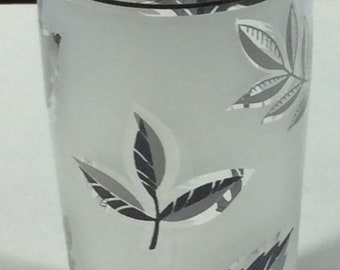 Libby Silver Leaf, Juice Glass, 4 Ounce Juice Glass, Drinking Glass, 1960, Glassware, Mid Century, MCM, Frosted