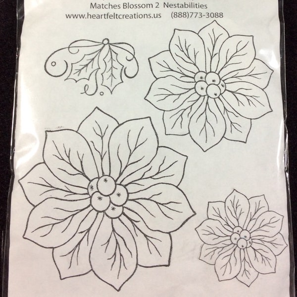 Poinsettia Unmounted Rubber Stamp Set From Heartfelt Creations, Acrylic Stamps, Nestabilities, Christmas, Flower