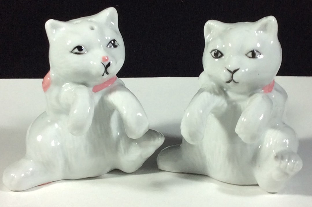 180 Gradi Set Sale E Pepe Happy Welcome Cat: Shaker In Ceramica A Forma Di Gatti Portafortuna, Lavabili A Mano