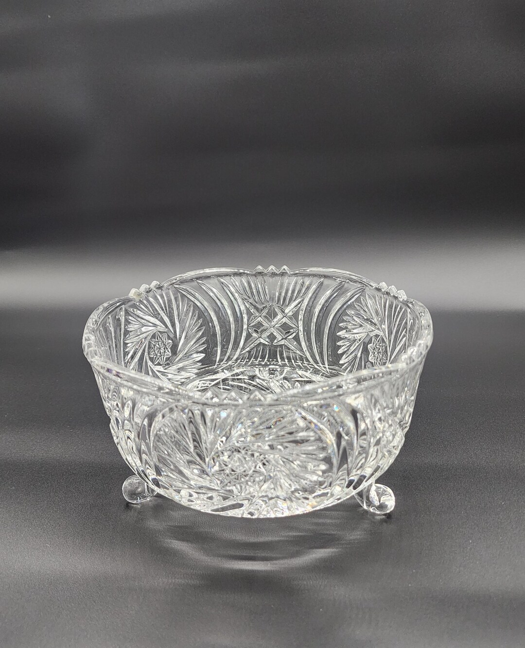 Stunning Lead Crystal Anna Hutte Round Footed Bowl, Made in