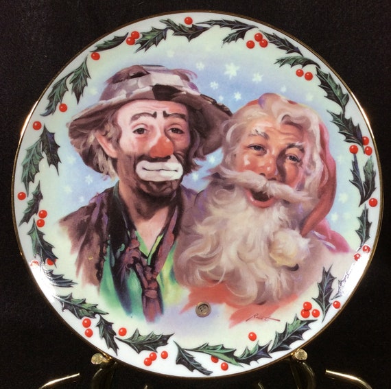 磁器　ヴィンテージ￼ サンタクロース　レア Tis The Season」コレクタープレート、1987年、エメット・ケリー