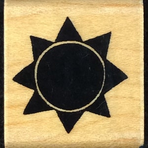 Tiny Full Sun Wood Mounted Rubber Stamp From JRL Designs, Summer, Vacation, Travel, B368