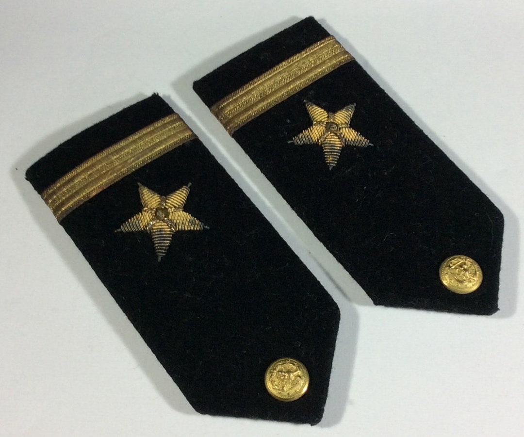 Vintage Naval Shoulder Boards, Blue, Gold Etsy