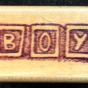 Boy Blocks Sello de goma montado en madera