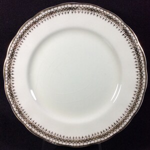 Gold Cross Trim Plate From Grindley England, Cream Petal, Creampetal, 8 1/4&quot; Trim, Scalloped, Salad Plate