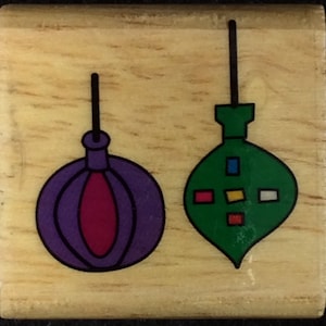 Christmas Ornaments Wood Mounted Rubber Stamp, Holiday, Decor, Tree