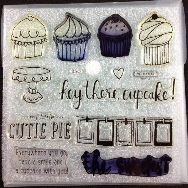 Cutie Pie Stamp Of The Month From Close To My Heart, Clear Unmounted Rubber Stamps, S1412, Cupcakes, Hey There, The Sweetest, Frames, Stand