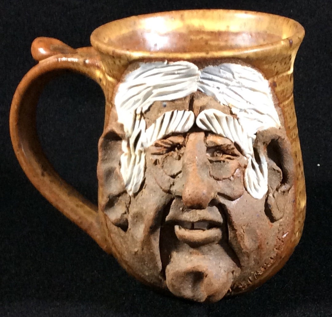 Face Pottery Mug Greer Man 3 D Old Man Greer Coffee Hot Etsy