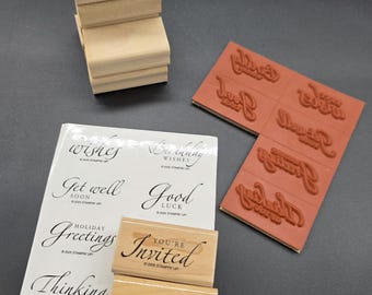 Sincere Salutations Wood Mounted Rubber Stamp Set From Stampin Up Best Wishes, Birthday Wishes, Good Luck, Get Well Soon, Holiday Greetings