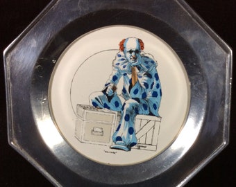 Solitaire Clown Collector Plate From Wilton, Character Studies, 4Hammond, In The Center Ring, Baseball, Porcelain, Pewter, Wall, Hanging