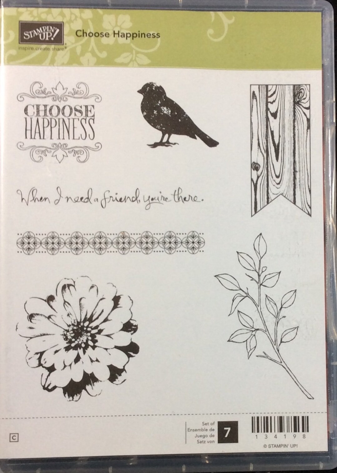 Choose Happiness Cling Mount Rubber Stamp Set From Stampin Up, Bird