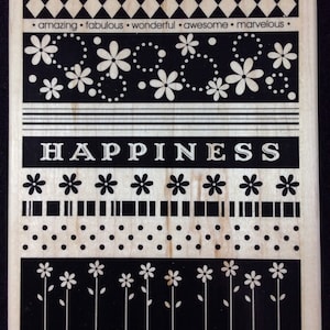 Happiness Wood Mounted Rubber Stamp Set From Stampin Up, Fondo, Flores, Floral, Diamantes, Increíble, Fabuloso, Maravilloso, Impresionante, Puntos